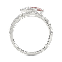 ETERNAL BLUSH COLLECTION 14K WHITE GOLD 1 3/4CT ROUND/PEAR/PINK PEAR DIAMOND LADIES RING (CENTER STONE PINK PEAR DIAMOND 1.00CT)