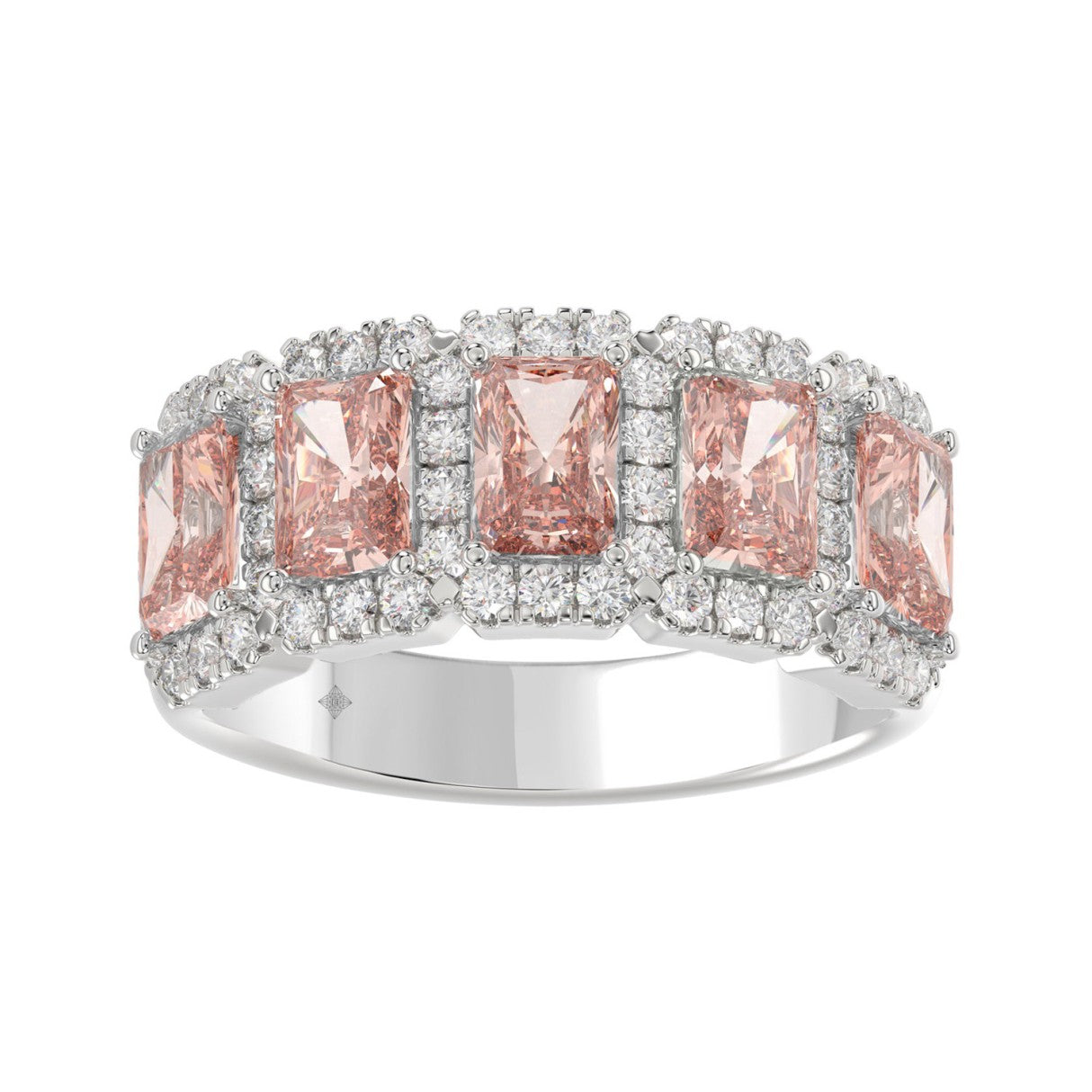 ETERNAL BLUSH COLLECTION 14K WHITE GOLD 3.00CT ROUND/PINK RADIANT DIAMOND LADIES RING