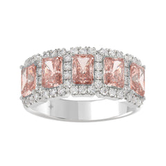 ETERNAL BLUSH COLLECTION 14K WHITE GOLD 3.00CT ROUND/PINK RADIANT DIAMOND LADIES RING