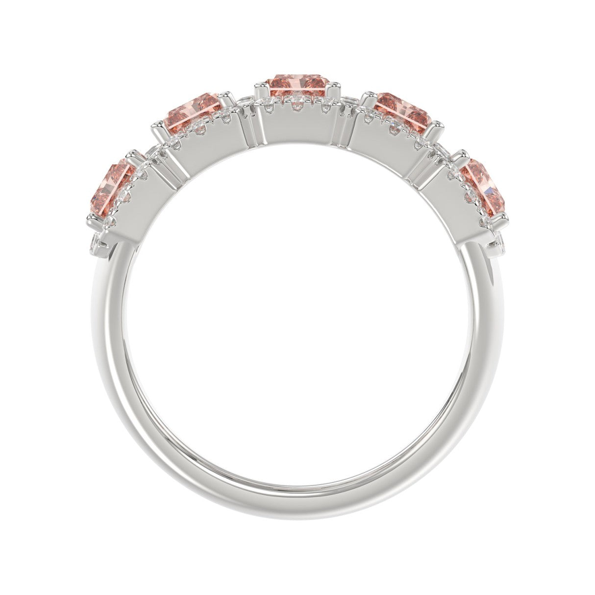 ETERNAL BLUSH COLLECTION 14K WHITE GOLD 3.00CT ROUND/PINK RADIANT DIAMOND LADIES RING