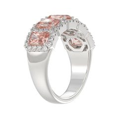 ETERNAL BLUSH COLLECTION 14K WHITE GOLD 3.00CT ROUND/PINK RADIANT DIAMOND LADIES RING