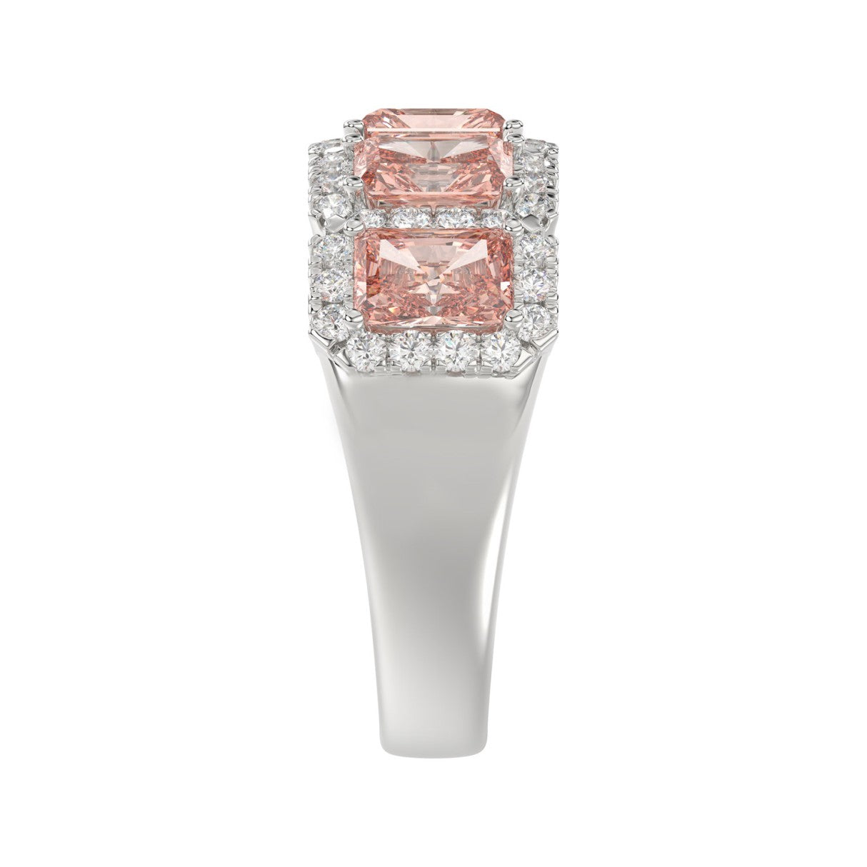 ETERNAL BLUSH COLLECTION 14K WHITE GOLD 3.00CT ROUND/PINK RADIANT DIAMOND LADIES RING