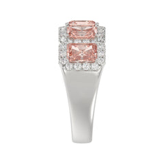 ETERNAL BLUSH COLLECTION 14K WHITE GOLD 3.00CT ROUND/PINK RADIANT DIAMOND LADIES RING