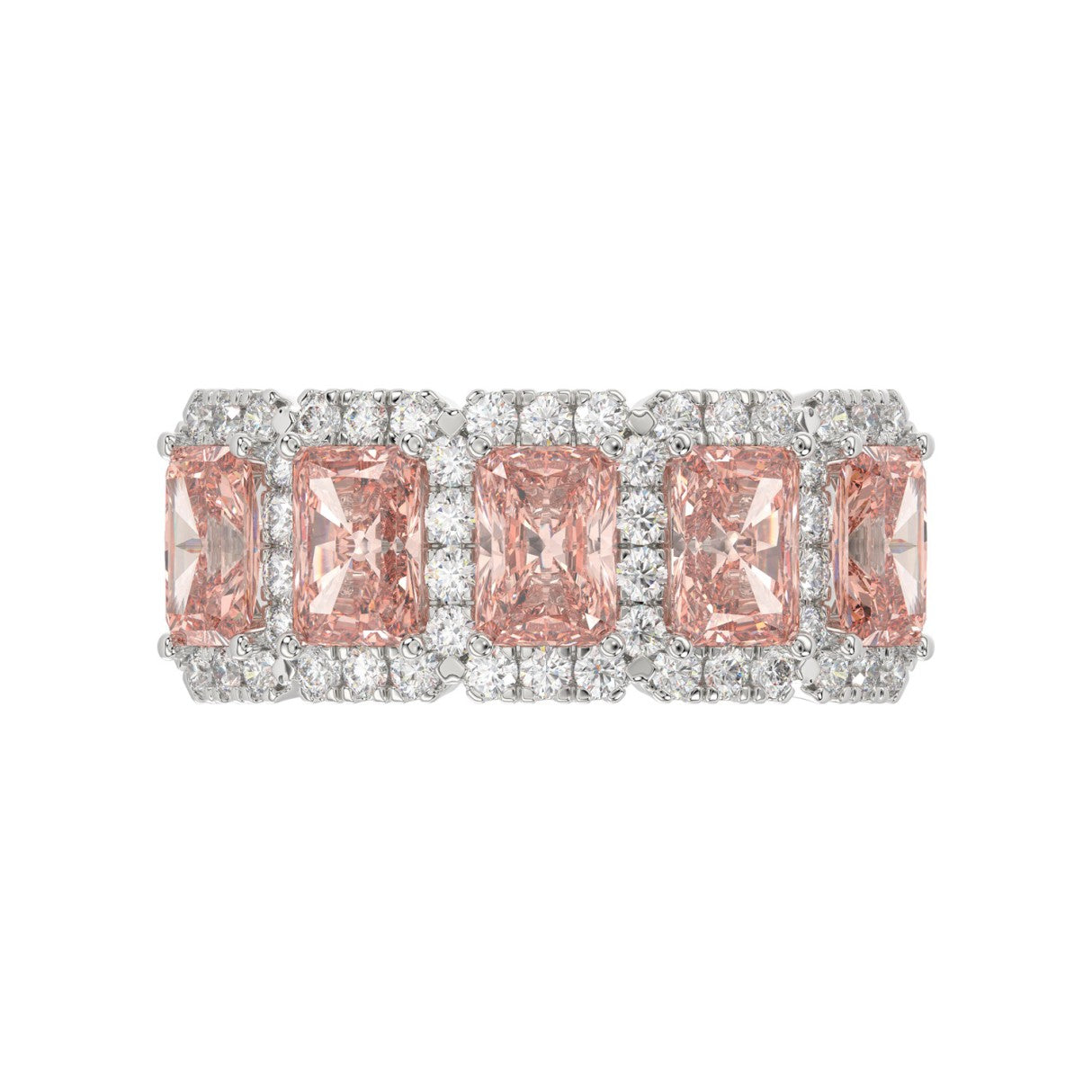 ETERNAL BLUSH COLLECTION 14K WHITE GOLD 3.00CT ROUND/PINK RADIANT DIAMOND LADIES RING