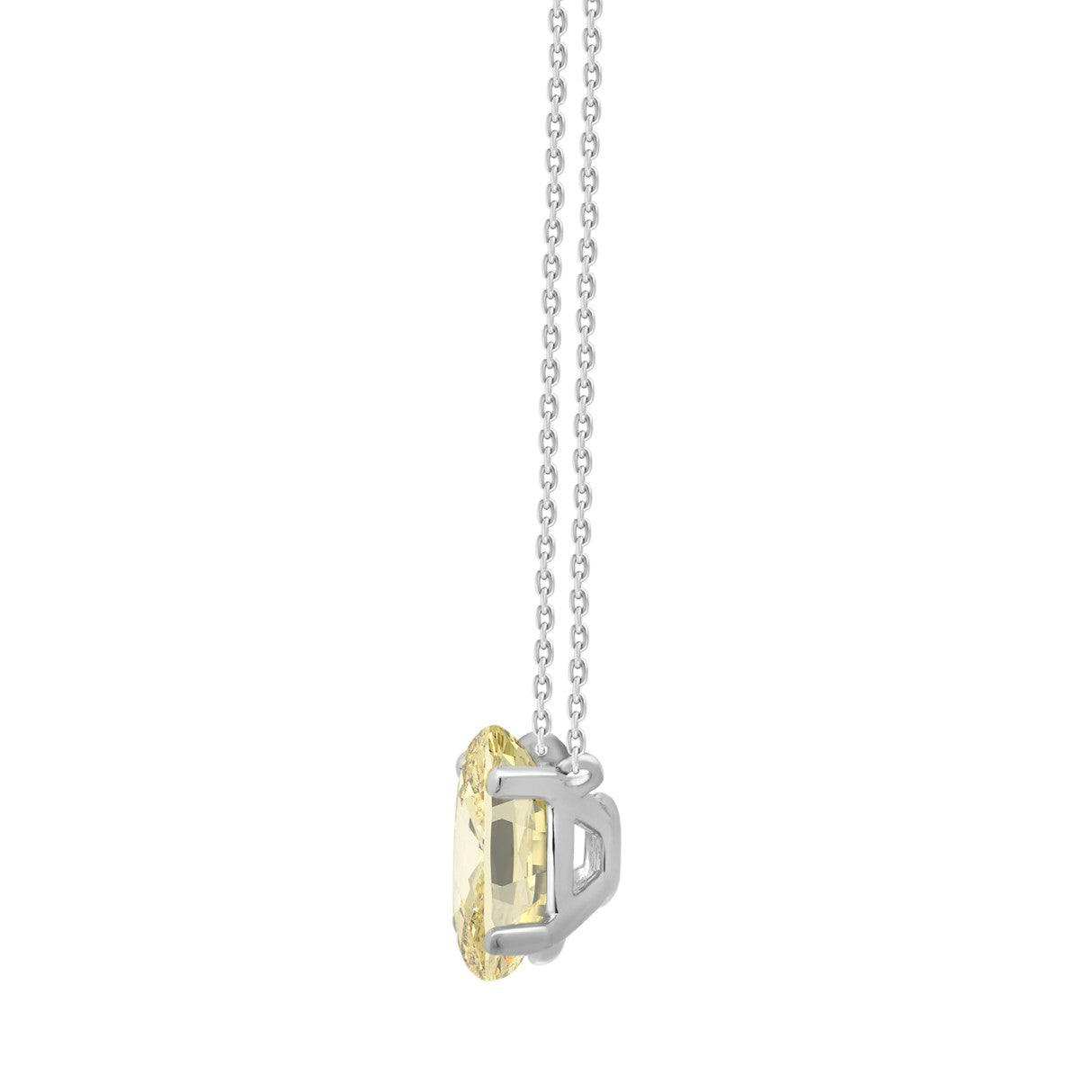14K WHITE GOLD 1.00CT YELLOW OVAL DIAMOND LADIES PENDANT