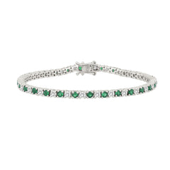 14K WHITE GOLD 5 3/8CT ROUND/EMERALD ROUND  DIAMOND LADIES BRACELET (ROUND EMERALD 3CT)