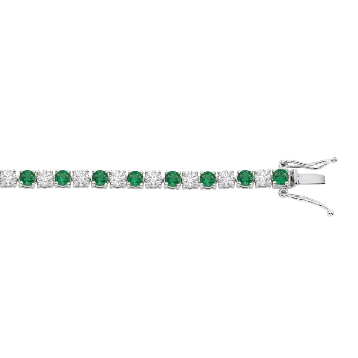 14K WHITE GOLD 5 3/8CT ROUND/EMERALD ROUND  DIAMOND LADIES BRACELET (ROUND EMERALD 3CT)