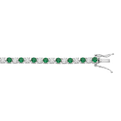 14K WHITE GOLD 5 3/8CT ROUND/EMERALD ROUND  DIAMOND LADIES BRACELET (ROUND EMERALD 3CT)