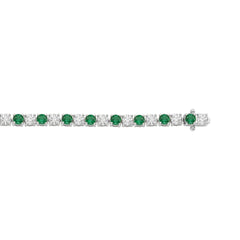 14K WHITE GOLD 5 3/8CT ROUND/EMERALD ROUND  DIAMOND LADIES BRACELET (ROUND EMERALD 3CT)