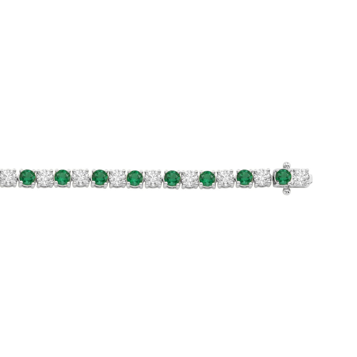 14K WHITE GOLD 5 3/8CT ROUND/EMERALD ROUND  DIAMOND LADIES BRACELET (ROUND EMERALD 3CT)