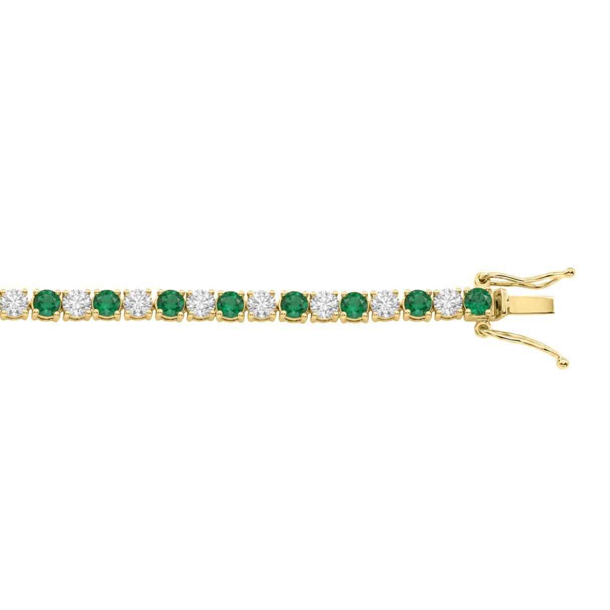 14K YELLOW GOLD 5 3/8CT ROUND/EMERALD ROUND  DIAMOND LADIES BRACELET (ROUND EMERALD 3CT)