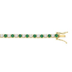 14K YELLOW GOLD 5 3/8CT ROUND/EMERALD ROUND  DIAMOND LADIES BRACELET (ROUND EMERALD 3CT)