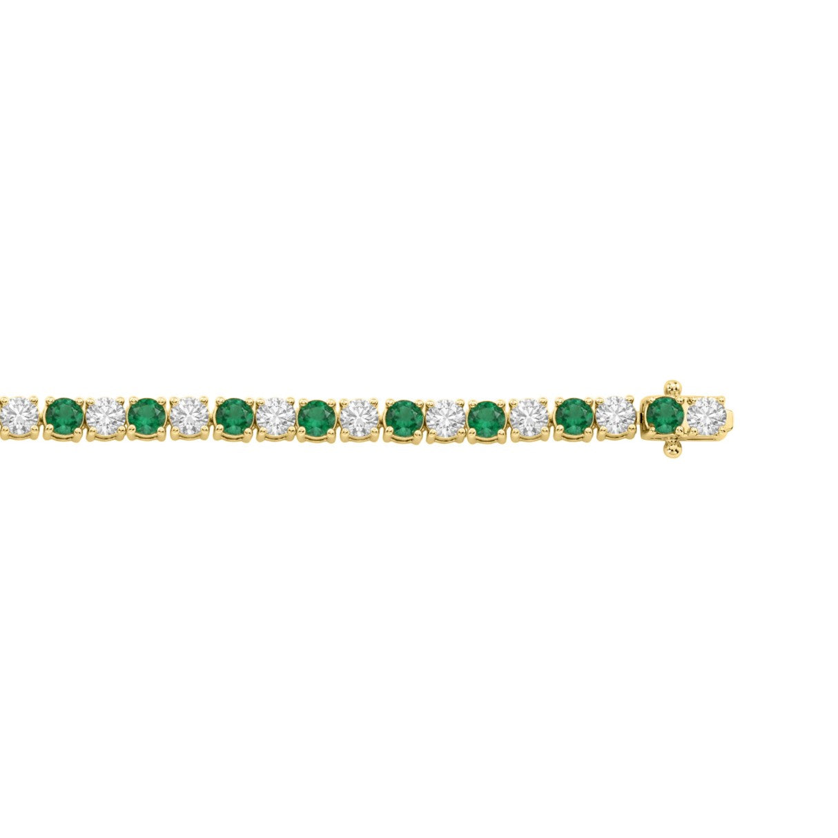 14K YELLOW GOLD 5 3/8CT ROUND/EMERALD ROUND  DIAMOND LADIES BRACELET (ROUND EMERALD 3CT)