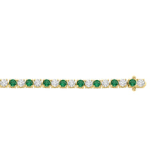 14K YELLOW GOLD 5 3/8CT ROUND/EMERALD ROUND  DIAMOND LADIES BRACELET (ROUND EMERALD 3CT)