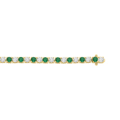 14K YELLOW GOLD 5 3/8CT ROUND/EMERALD ROUND  DIAMOND LADIES BRACELET (ROUND EMERALD 3CT)