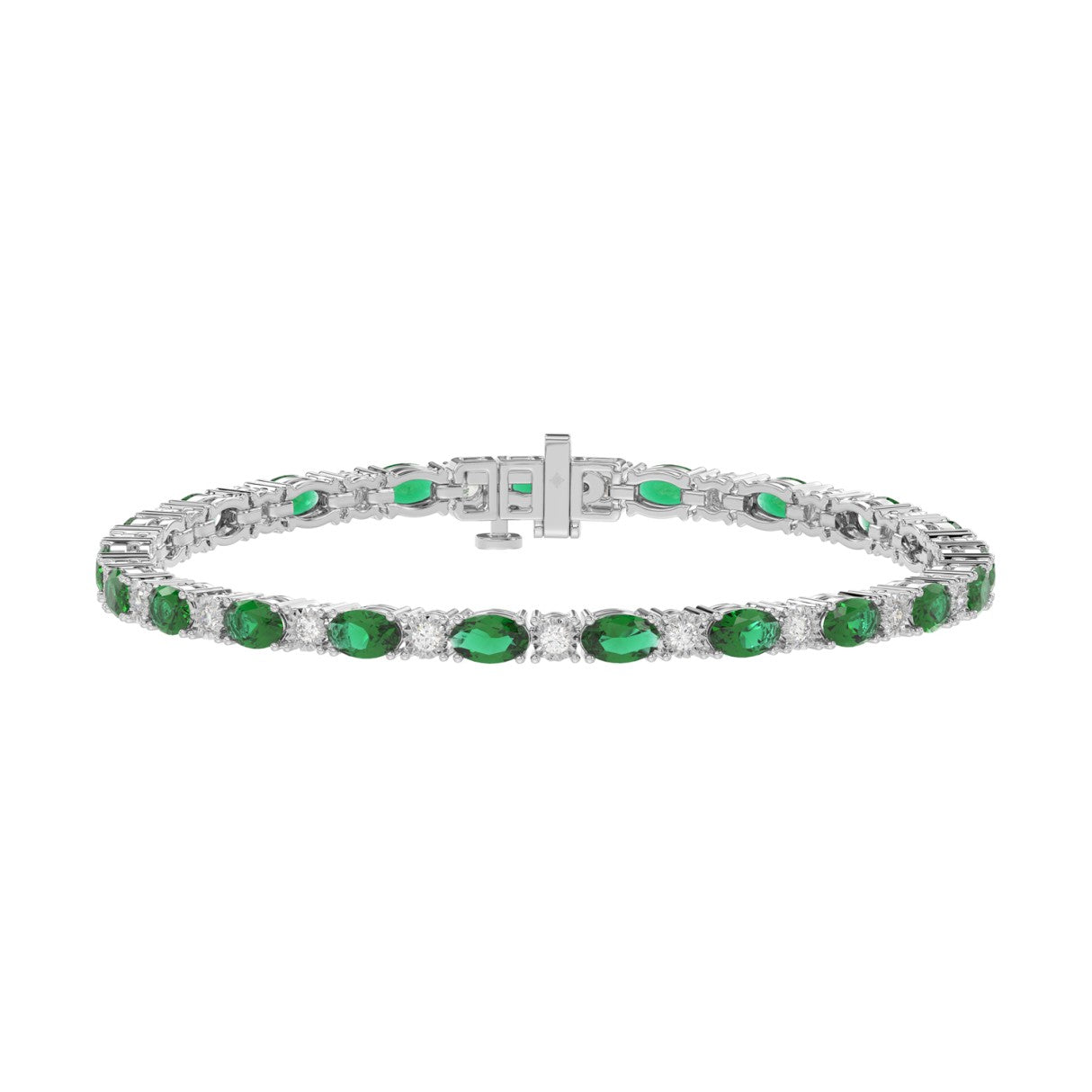 14K WHITE GOLD 6 7/8CT ROUND/EMERALD OVAL DIAMOND LADIES BRACELET (EMERALD OVAL 6 1/6CT)