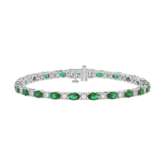 14K WHITE GOLD 6 7/8CT ROUND/EMERALD OVAL DIAMOND LADIES BRACELET (EMERALD OVAL 6 1/6CT)