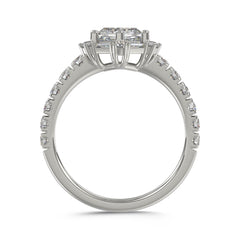 14K WHITE GOLD 1 3/4CT ROUND/BAGUETTE/HEZAGON STEP CUT DIAMOND LADIES RING