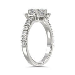 14K WHITE GOLD 1 3/4CT ROUND/BAGUETTE/HEXAGON STEP CUT DIAMOND LADIES RING