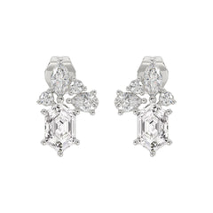 14K WHITE GOLD 1 1/2CT ROUND/MARQUISE/PEAR/HEXAGON STEP CUT LADIES EARRINGS