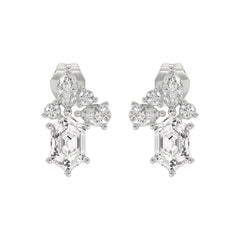 14K WHITE GOLD 1 1/2CT ROUND/MARQUISE/PEAR/HEXAGON STEP CUT LADIES EARRINGS