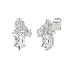 14K WHITE GOLD 1 1/2CT ROUND/MARQUISE/PEAR/HEXAGON STEP CUT LADIES EARRINGS
