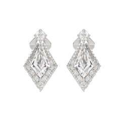 14K WHITE GOLD 1 1/4CT ROUND/KITE STEP CUT DIAMOND LADIES EARRINGS