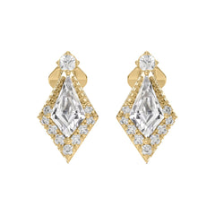 14K YELLOW GOLD 3/4CT ROUND/KITE STEP CUT DIAMOND LADIES EARRINGS