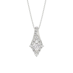 14K WHITE GOLD 1.00CT ROUND/BAGUETTE/KITE STEP CUT DIAMOND LADIES PENDANT