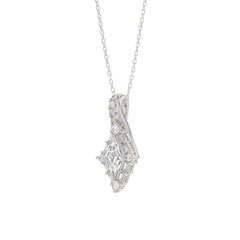 14K WHITE GOLD 1.00CT ROUND/BAGUETTE/KITE STEP CUT DIAMOND LADIES PENDANT