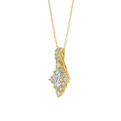14K YELLOW GOLD 1.00CT ROUND/BAGUETTE/KITE STEP CUT DIAMOND LADIES PENDANT