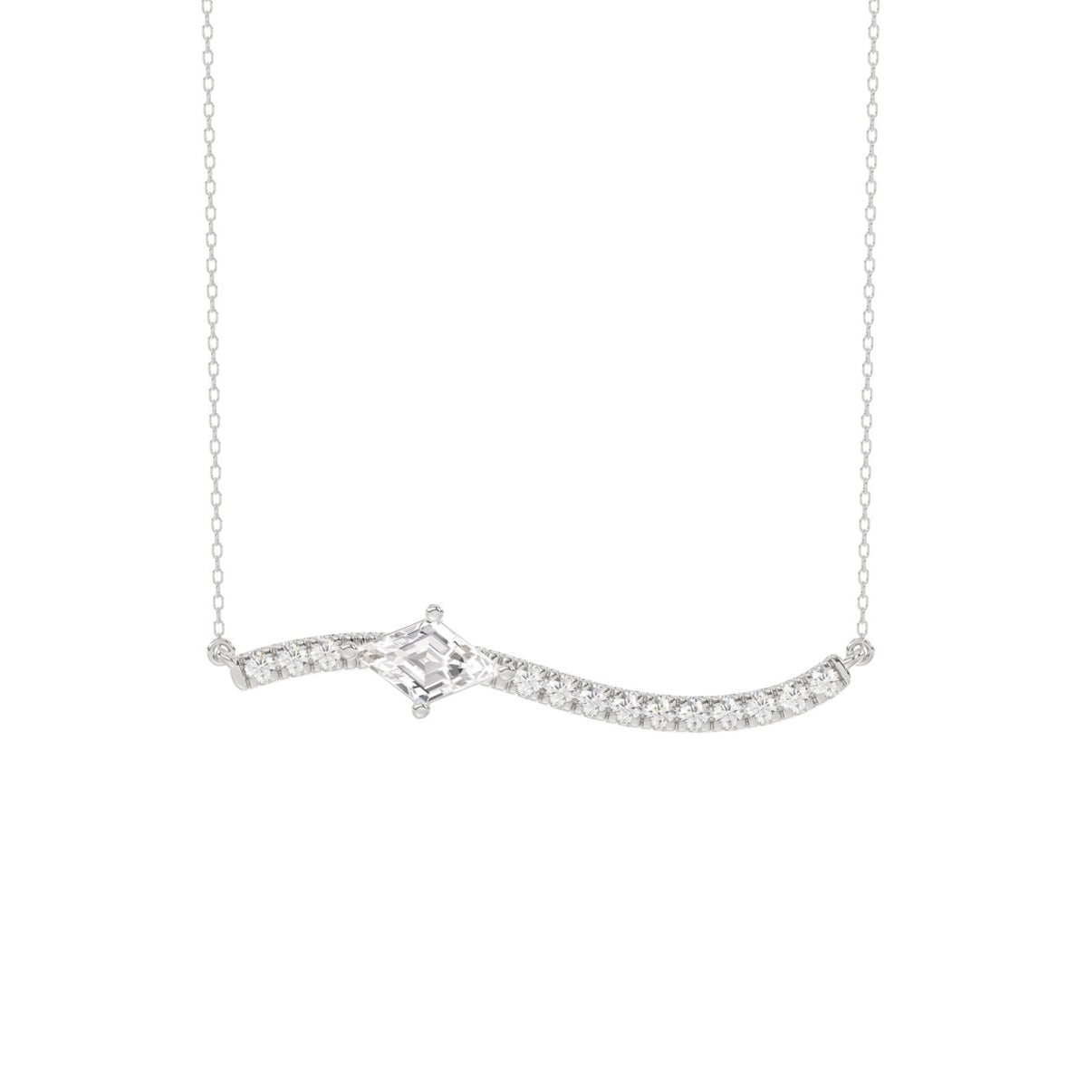 14K WHITE GOLD 3/4CT ROUND/lozenge DIAMOND LADIES NECKLACE