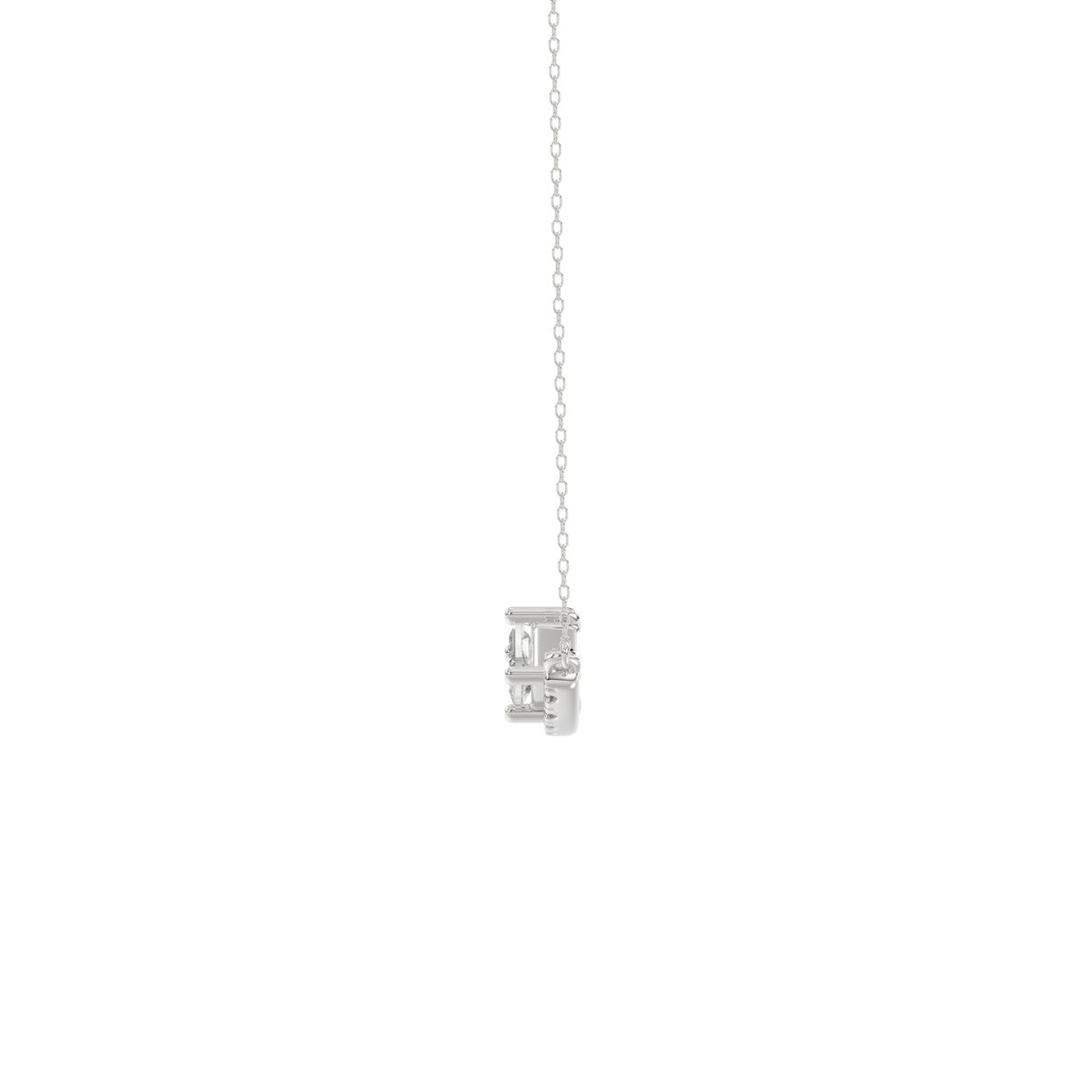 14K WHITE GOLD 3/4CT ROUND/lozenge DIAMOND LADIES NECKLACE