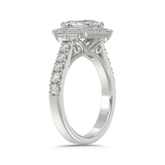 14K WHITE GOLD 2 1/4CT ROUND/BAGUETTE/HEXAGON DIAMOND LADIES RING