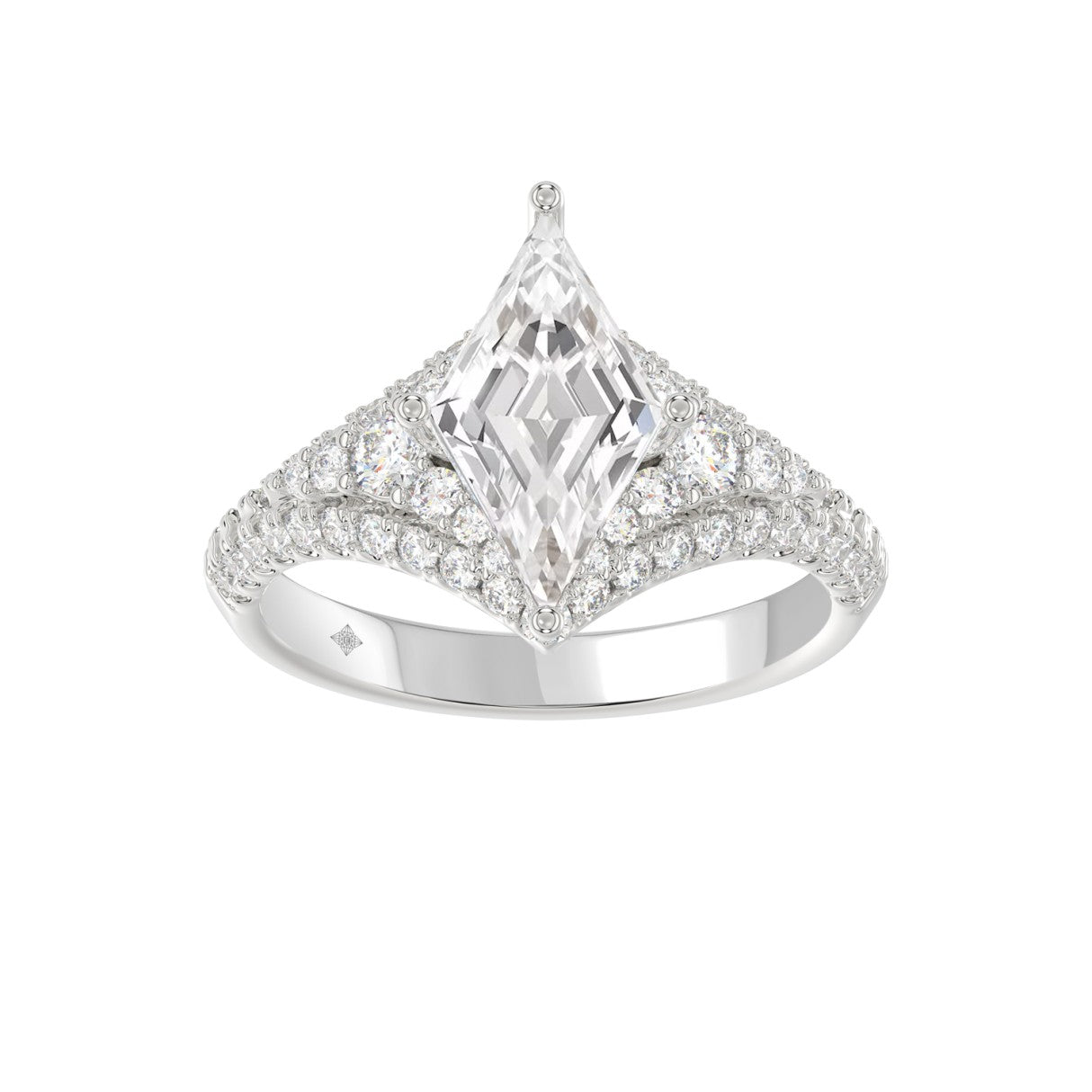 14K WHITE GOLD 2 3/4CT ROUND/LOZENGE DIAMOND LADIES RING