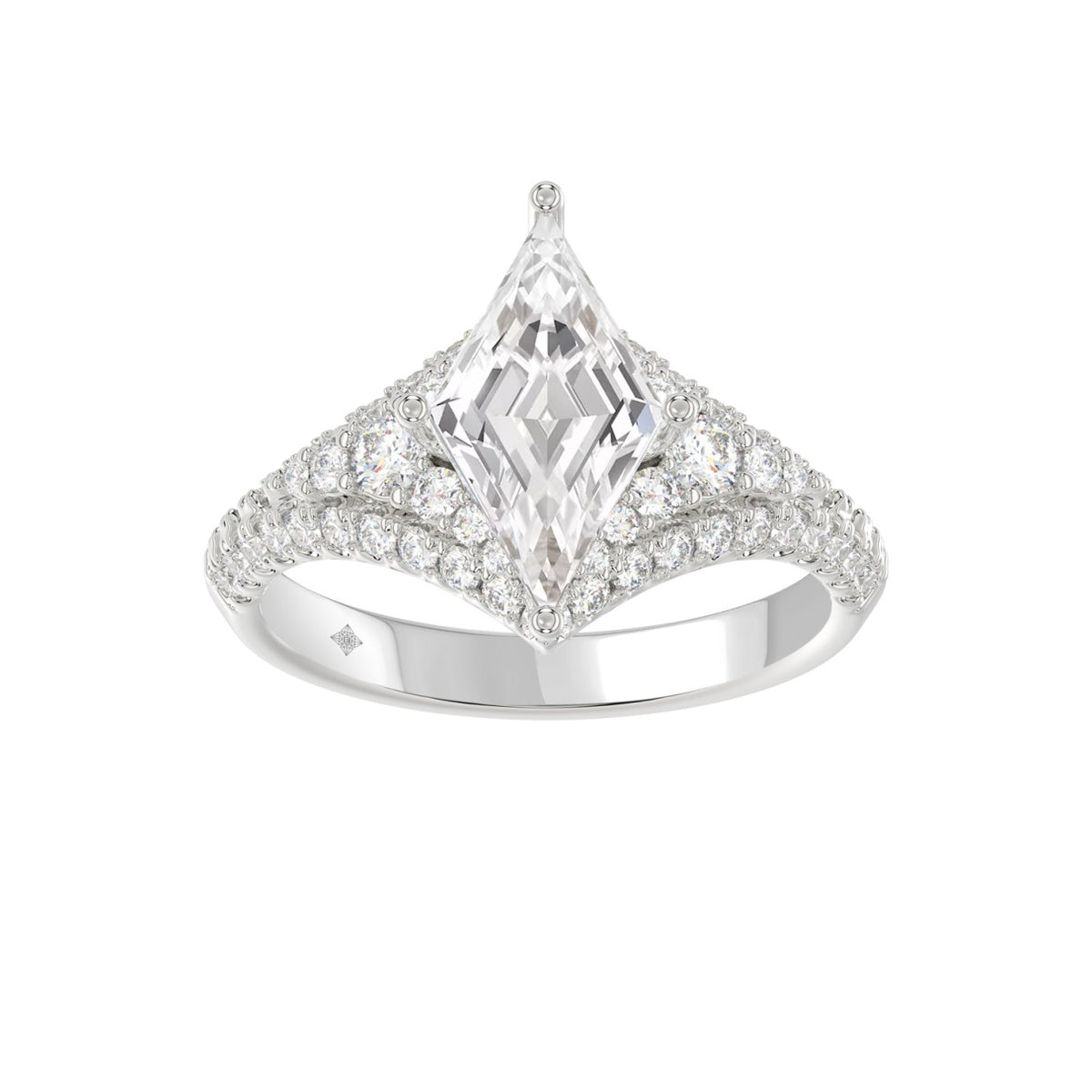 14K WHITE GOLD 2 3/4CT ROUND/LOZENGE DIAMOND LADIES RING