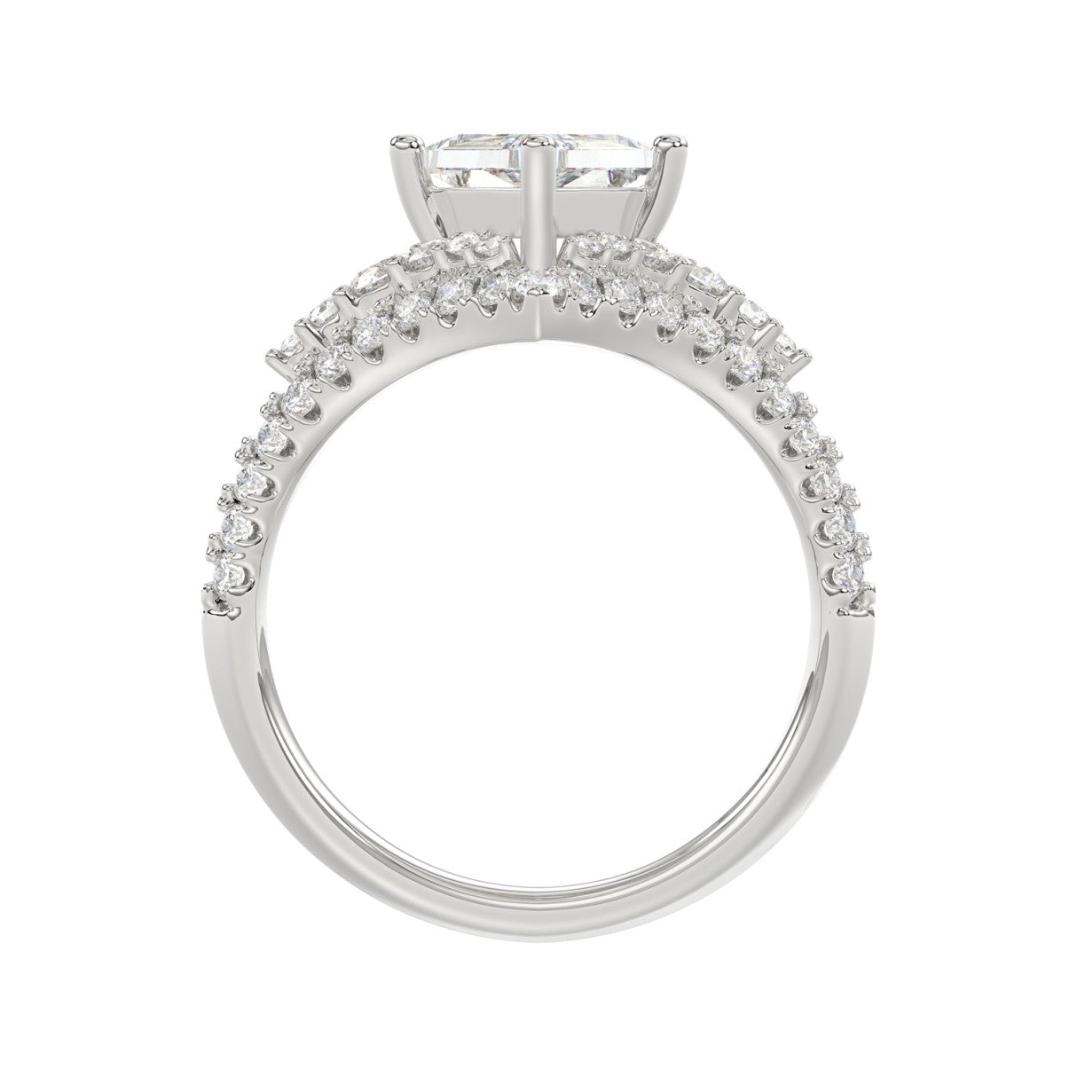 14K WHITE GOLD 2 3/4CT ROUND/LOZENGE DIAMOND LADIES RING