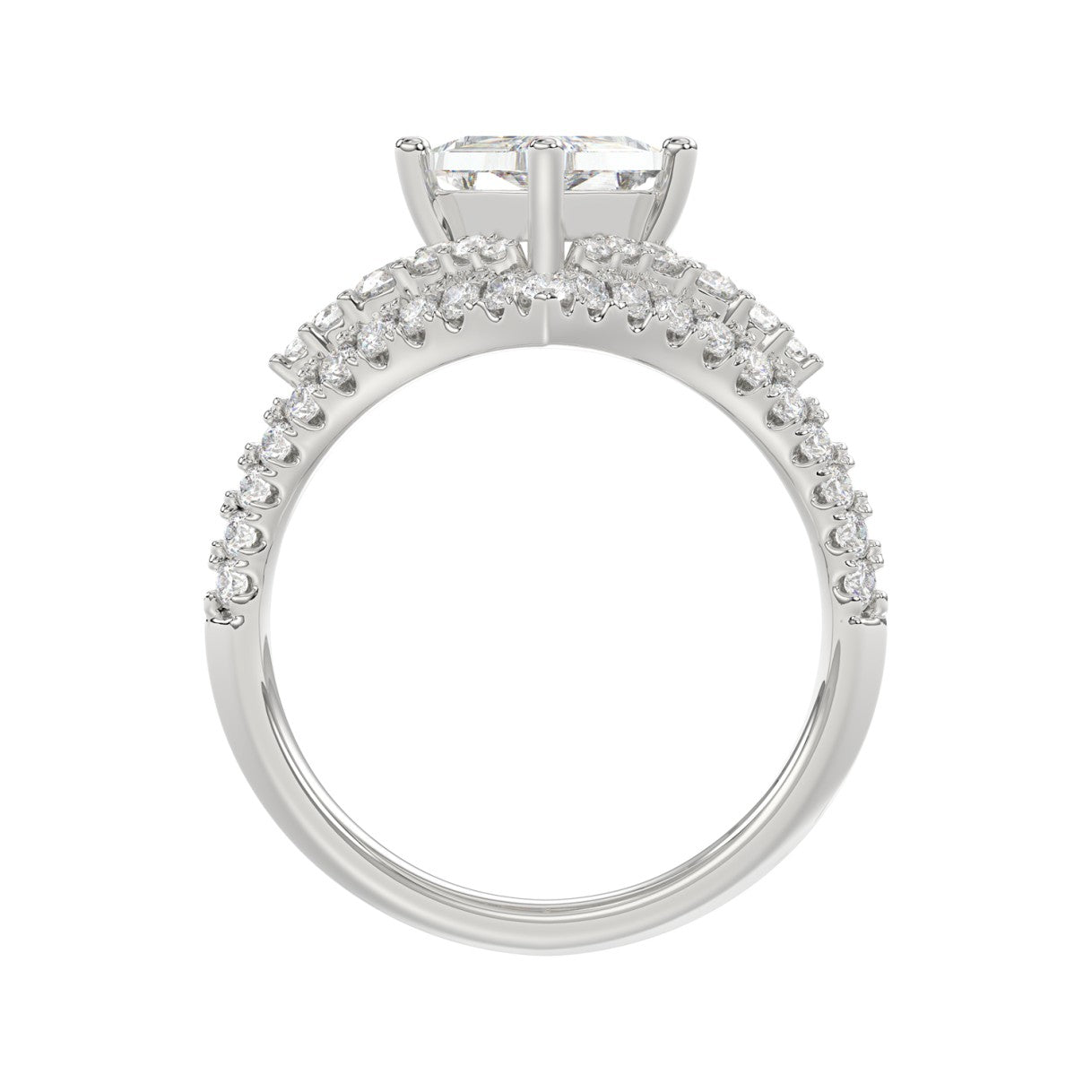 14K WHITE GOLD 3 3/4CT ROUND/PRINCESS DIAMOND LADIES RING