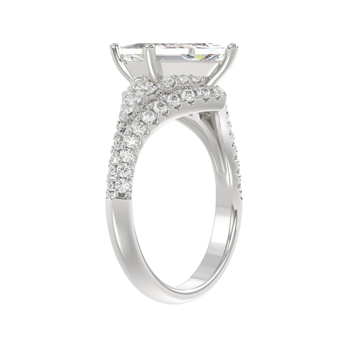 14K WHITE GOLD 2 3/4CT ROUND/LOZENGE DIAMOND LADIES RING