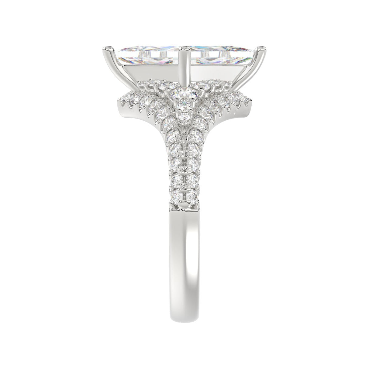 14K WHITE GOLD 2 3/4CT ROUND/LOZENGE DIAMOND LADIES RING