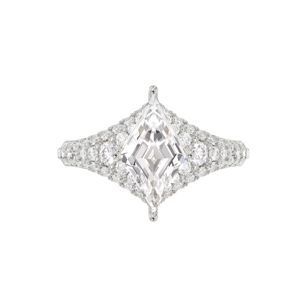 14K WHITE GOLD 2 3/4CT ROUND/LOZENGE DIAMOND LADIES RING