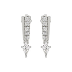 14K WHITE GOLD 3/4CT ROUND/KITE STEP CUT DIAMOND LADIES EARRINGS