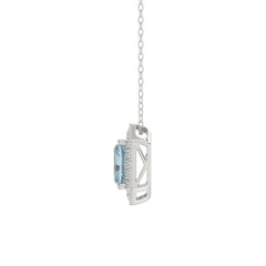 14K WHITE GOLD CRAFTED WITH 18K YELLOW GOLD BACK PLATE 1 1/4CT ROUND/BLUE EMERALD DIAMOND LADIES PENDANT WITH CHAIN