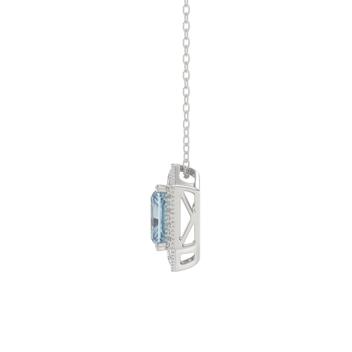 14K WHITE GOLD 1 1/4CT ROUND/BLUE RADIANT DIAMOND LADIES PENDANT WITH CHAIN (BLUE RADIANT DIAMOND 1.00CT)