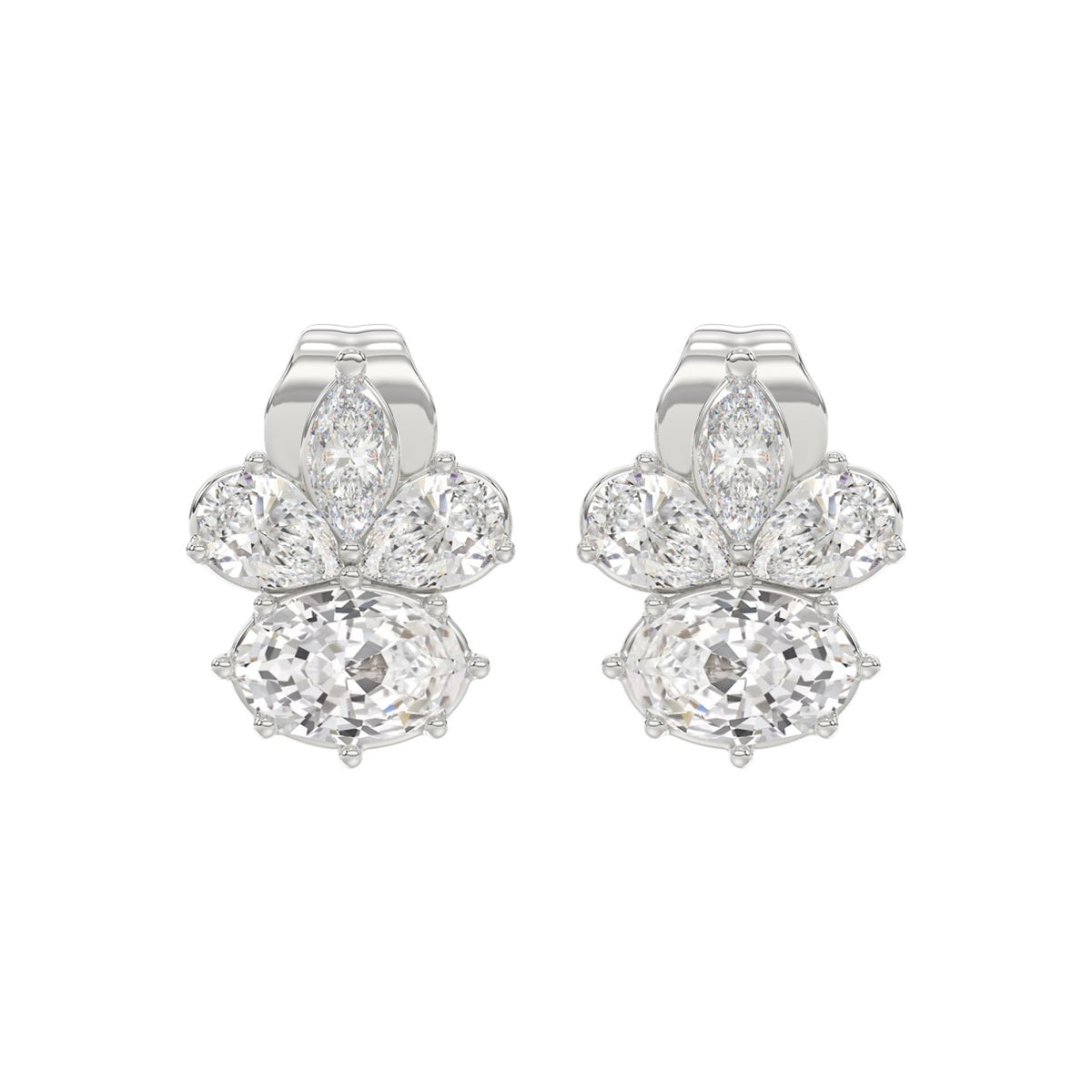 14K WHITE GOLD 1 3/4CT MARQUISE/PEAR/OVAL DIAMOND LADIES EARRINGS