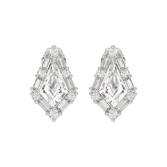 14K WHITE GOLD 1 1/4CT ROUND/BAGUETTE/KITE DIAMOND LADIES EARRINGS