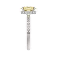 14K WHITE GOLD 2 1/2CT ROUND/OVAL DIAMOND LADIES RING (CENTER STONE YELLOW OVAL DIAMOND 2CT)