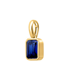 10K YELLOW GOLD 2 1/2CT BLUE SAPPHIRE EMERALD DIAMOND MEN'S CHARM PENDANT