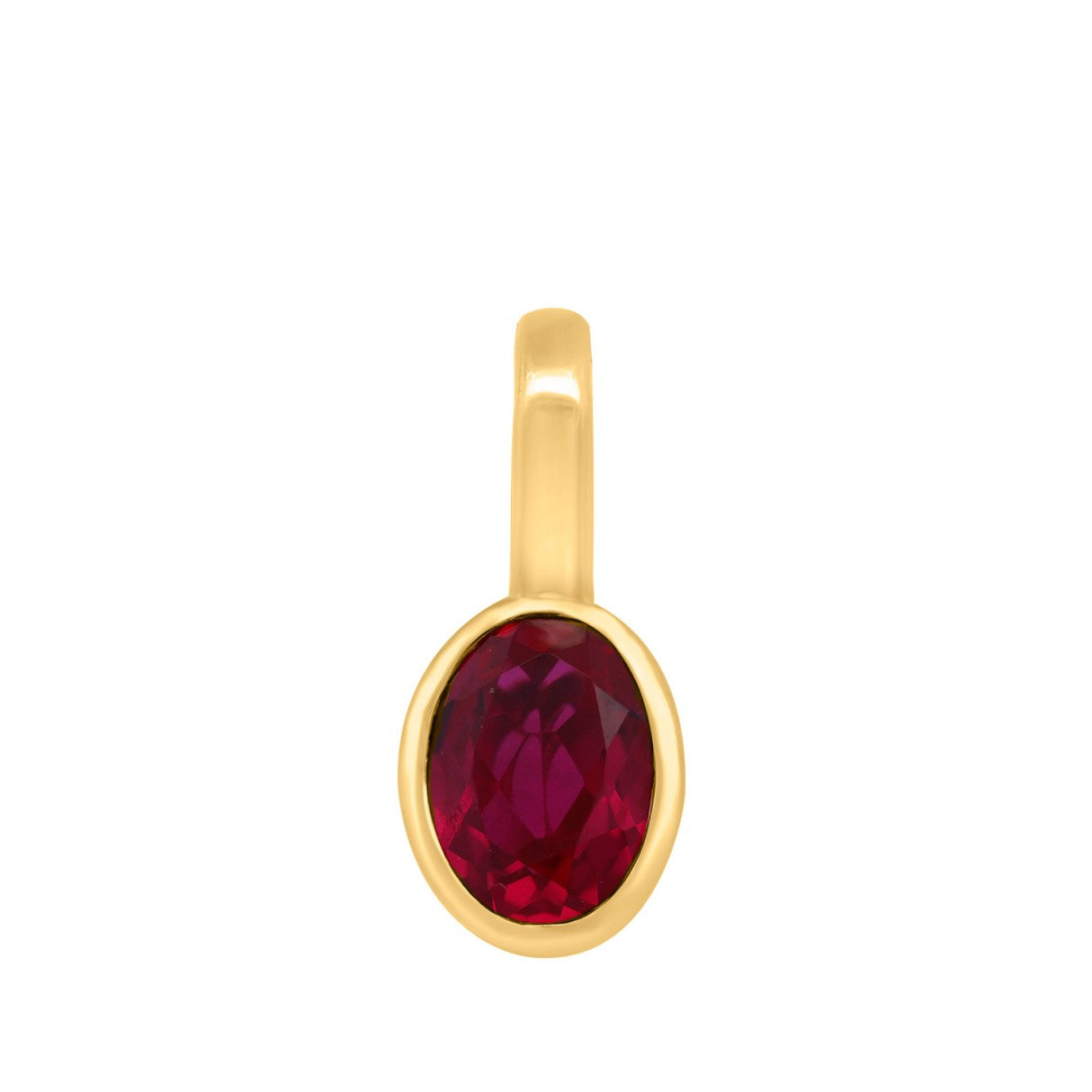 10K YELLOW GOLD 1.00CT OVAL RUBY DIAMOND LADIES PENDANT