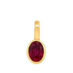 10K YELLOW GOLD 1.00CT OVAL RUBY DIAMOND LADIES PENDANT